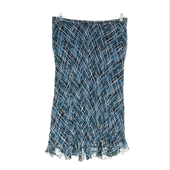 Jones New York Dresses & Skirts - 2X JONES NEW YORK Blue 100% Silk A-Line Ruffles Maxi Skirt